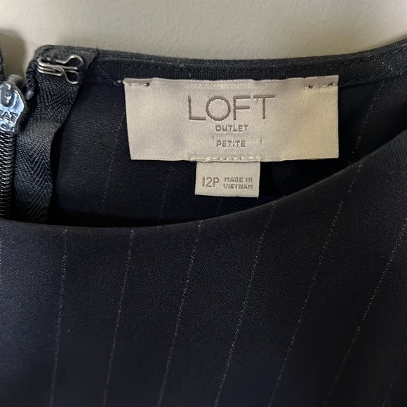 LOFT Navy Pinstripe Flutter Dress - Picture 3 of 4